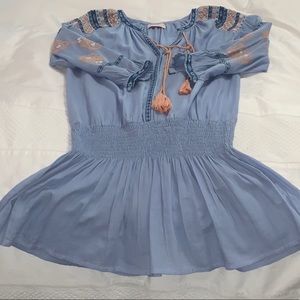 cover up/ dress blue + coral